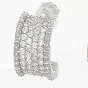 Women's 12mm Sterling Silver Micro Pave Lab Diamond Earrings